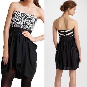 Alice + Olivia Silk Sequins Strapless Party Dress